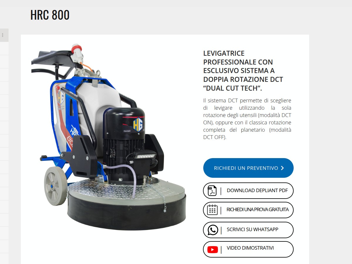 Levigatrice professionale per pavimenti Hyper Grinder HRC : tecnologia DCT e riduttore epicicloidale a teste